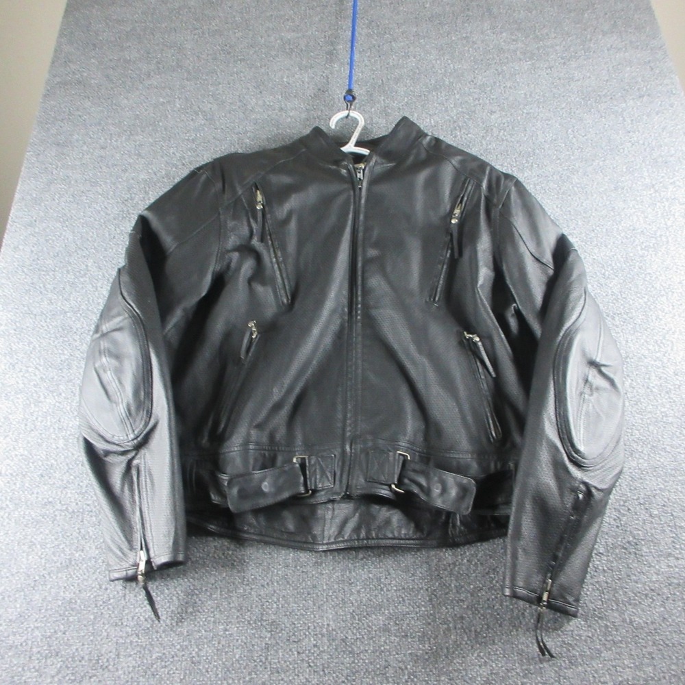 VINTAGE Harley-Davidson Jacket Mens 2XL Black Leather Full Zip Motorcycle Riding